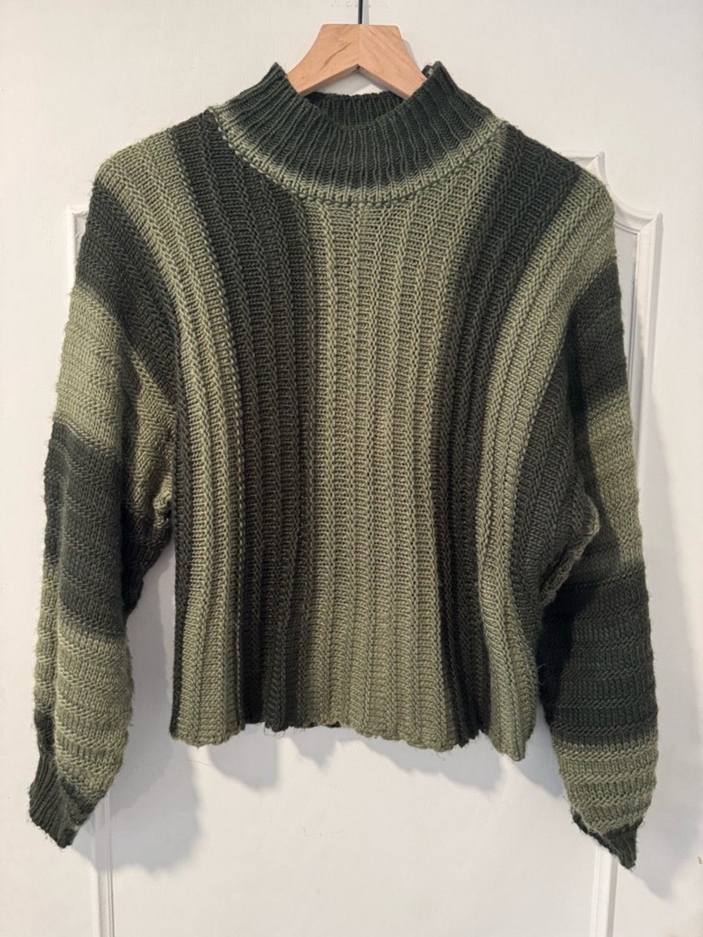 Grey Collective Striped Green Mock Turtleneck Sweater - Size Smalll